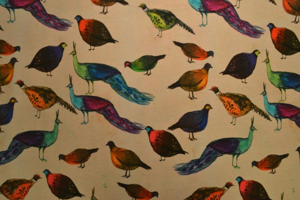 jersey digitalprint, fugle i blå/gule/lilla/grøn/orange farver