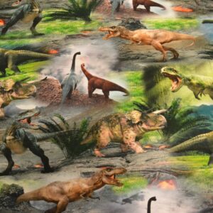 bomulds jersey digitalprint med dinosaurer